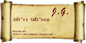 Jári Génia névjegykártya